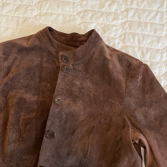 Liz Claiborne 100% Genuine Leather Suede Brown Jacket Large - Picture 2 of 10